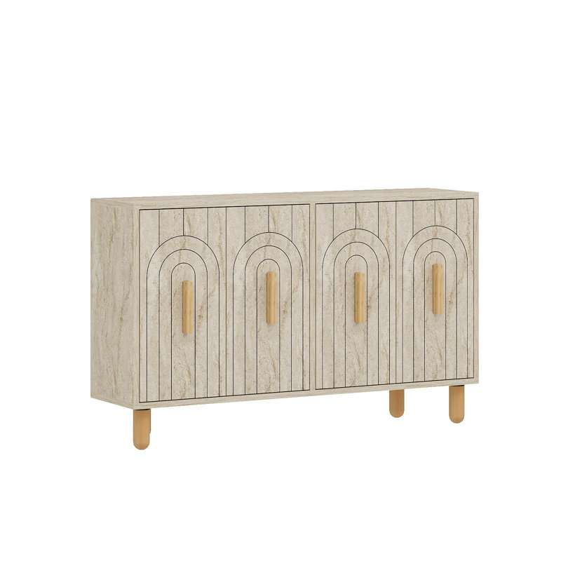 Modern Console Table, Travertine Finish, 47.2 x 29.0 x 11.6 inches | 100% Melamine Coated Particle Board, Thickness: 0.7 inches | Stylish Geometric Design, Perfect for Entryways & Living Rooms, Durable & Elegant