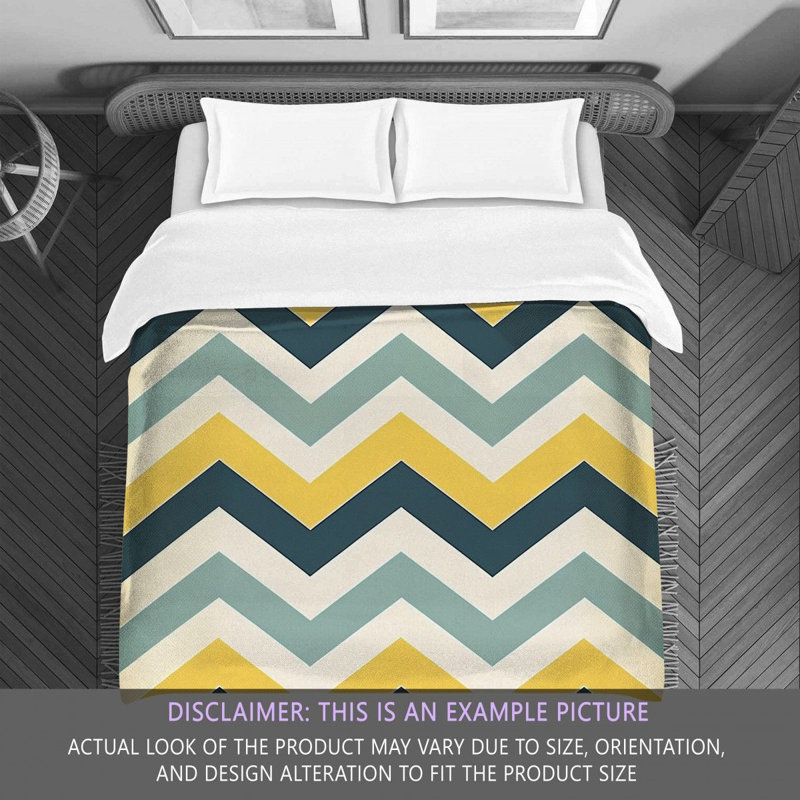 Checkered Comforter, Queen Comforter, Blue/Yellow Chevron