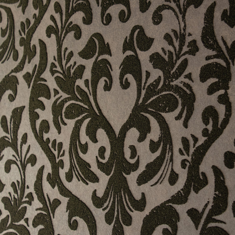 Mayfair 10.05m x 53cm Flocked Matte Wallpaper Roll, Dark Brown