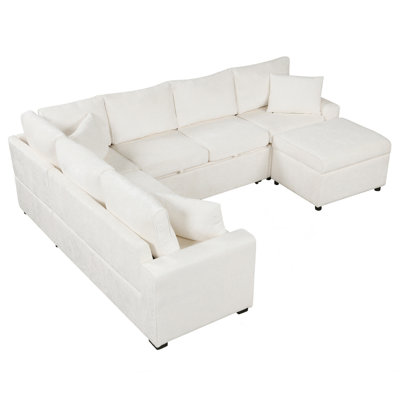 Canapé modulaire, canapé-lit escamotable, canapé-lit avec repose-pieds de rangement, canapé moderne