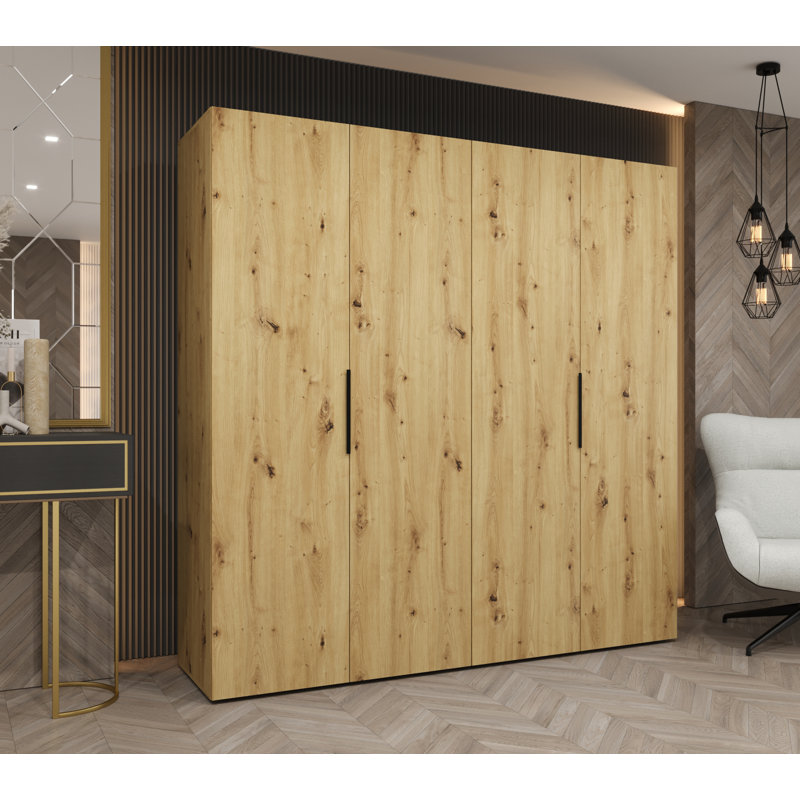 Manufactured Wood Wardrobe, artisan oak + handles: black