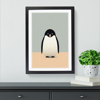 Penguin Minimalism - Single Picture Frame Print on Wood