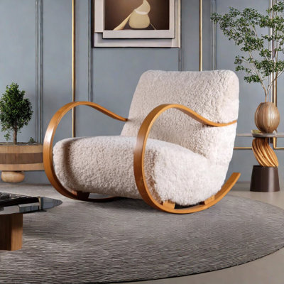French Retro Solid Wood Rocking Chair Casual Solid Wood Rocking Chair