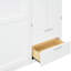 Grand lit mural avec armoire supérieure, tablettes, garde-robe et tiroirs - pliable pour économiser de l'espace en blanc, idéal pour les petits appartements, avec des lattes flexibles, des tiroirs de sommeil confortables, des espaces de vie