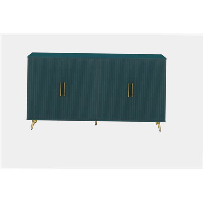 Meuble audio-vidéo en bois avec armoire de rangement et tablettes réglables, meuble télé multimédia pour le salon et la chambre à coucher (bleu marine)