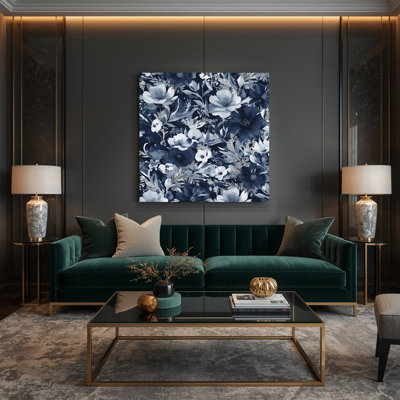 Aquarelle florale, art mural gris sur toile 61