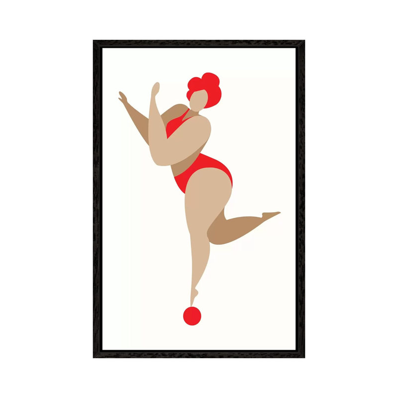 Dancing Queen - Red by Kubistika - Print on Canvas, 66.04cm H x 45.72cm W x 3.81cm D, Black Floater Framed