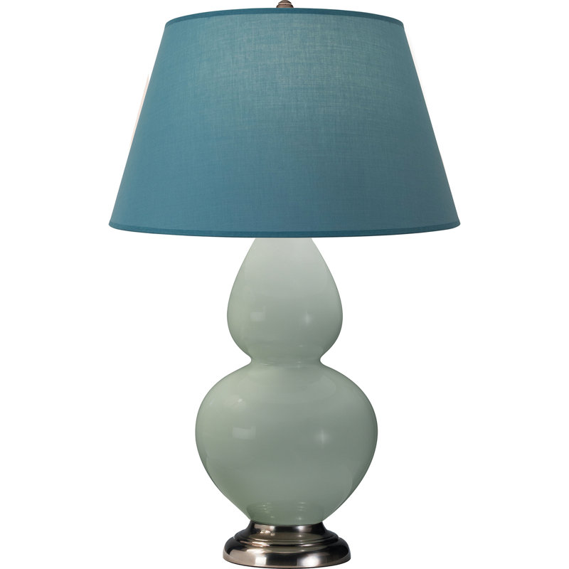 Lampe de table double gourde en céramique, Bleu vif / gris, Céladon glacé / argent antique, Argent argent