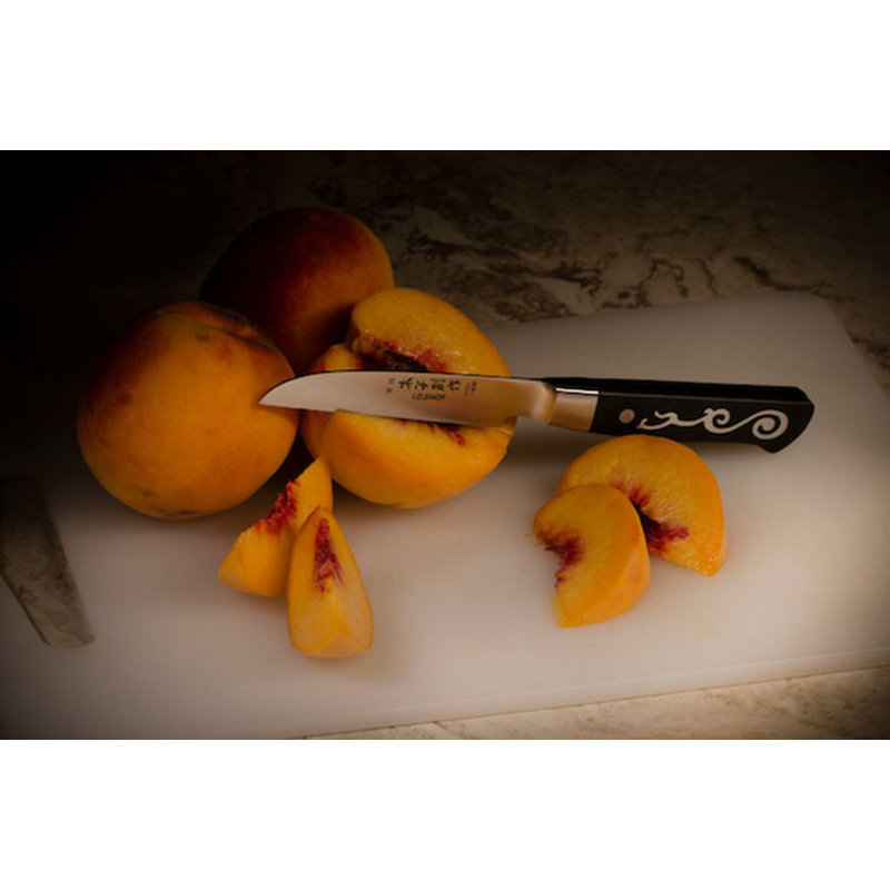 I.O. SHEN Master Grade Curved Paring Knife, Kitchen Knife, Carving Knife for Peeling, Trimming  - 3 ½" / 90 mm