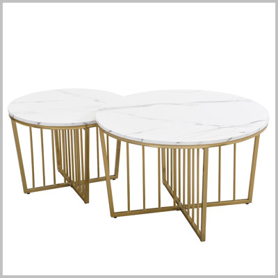 Modern Set 2-Piece Round Nesting Coffee Table -  Mercer41, B9CD34D5DA64484F9F0EA85935B9F821