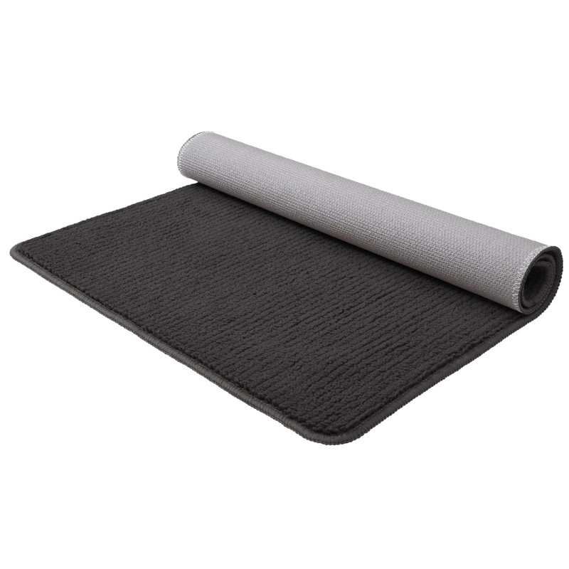 Dawon Solid Color Polyester Non-Skid Kitchen Mat, Black, Rectangle 4'11" x 1'5"