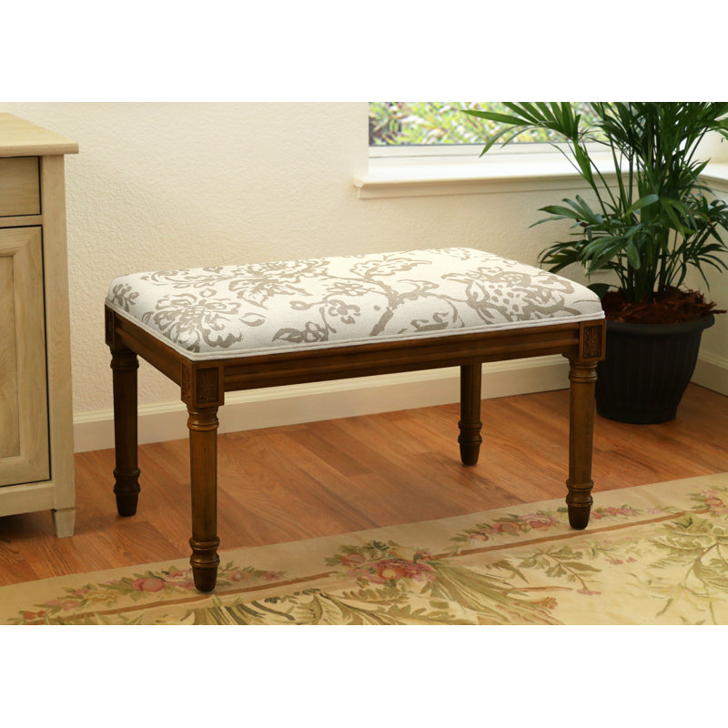 Billiot Linen Blend Upholstered Bench, Walnut/Taupe  Painterly Toile