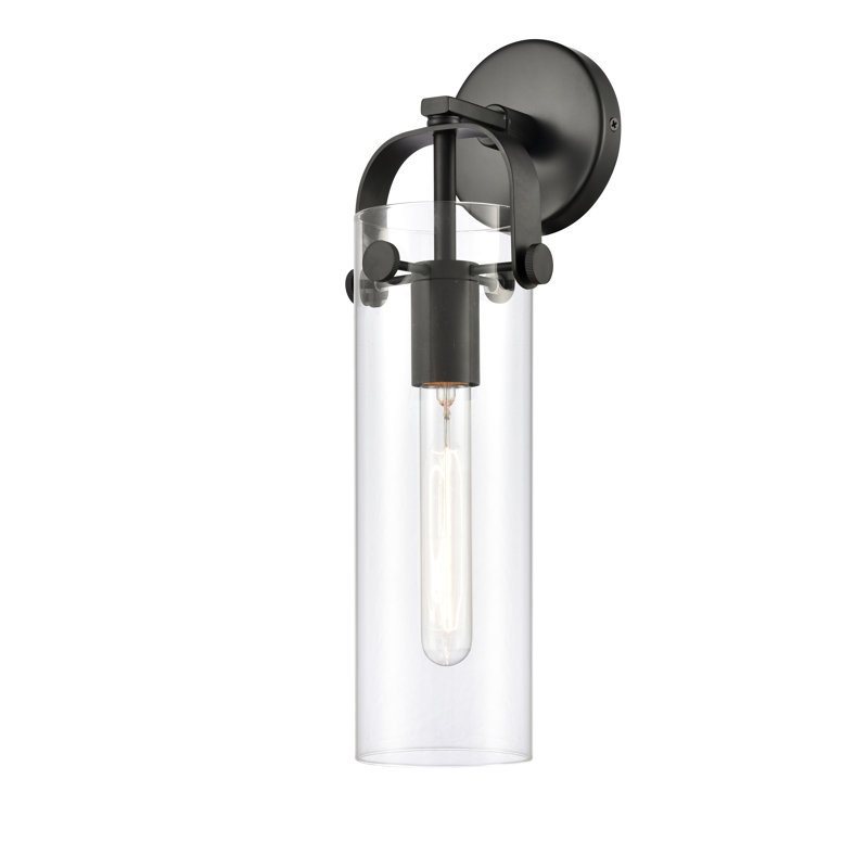 Erie Armed Sconce, Clear, Matte Black