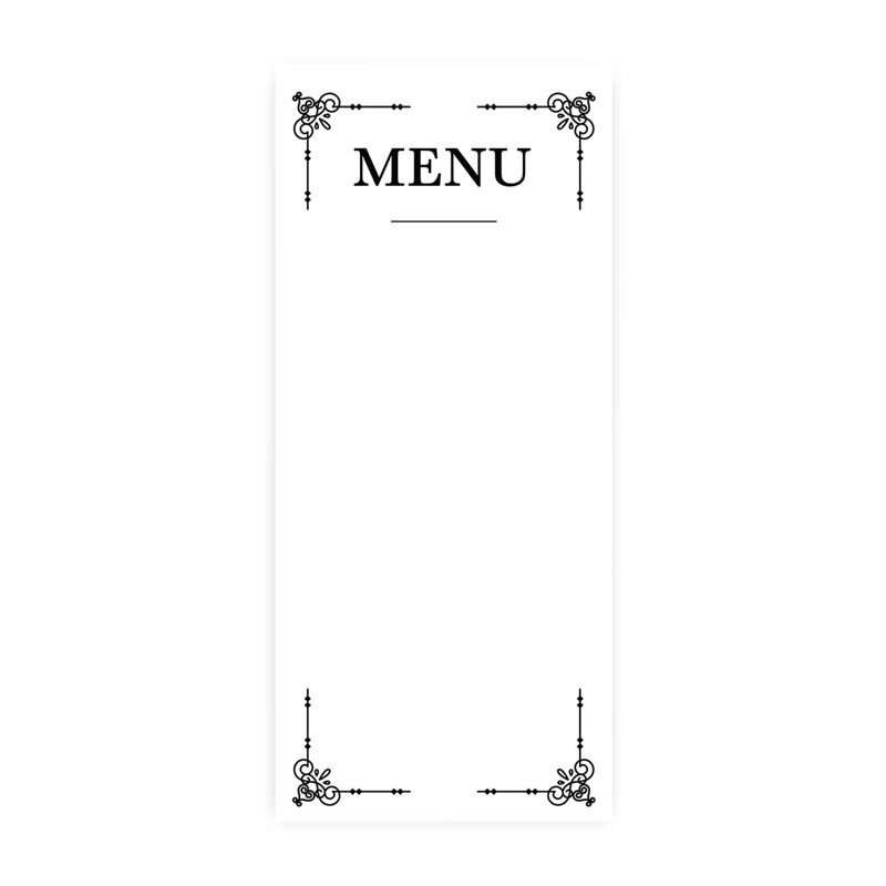 Ensemble de 52 cartes de menu de mariage imprimables noires pour imprimantes de bricolage