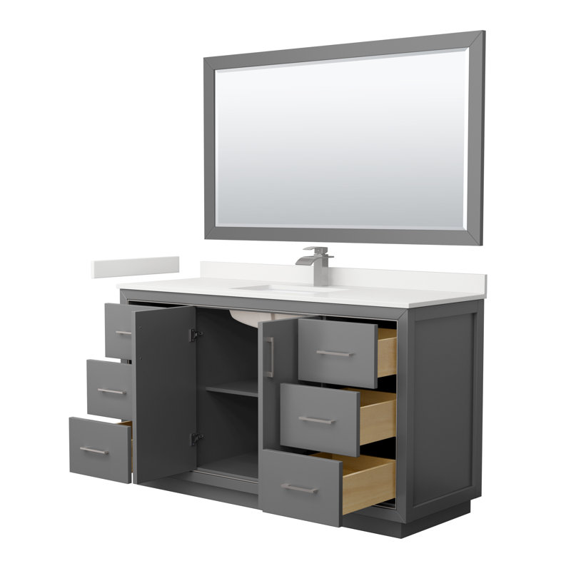 60 in. Single Vanity, WDX13356, Dark Gray, Matte Black