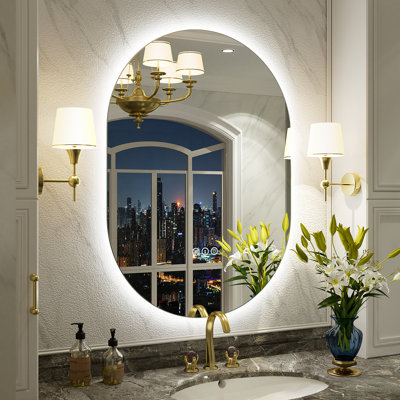 Miroir de salle de bain / meuble-lavabo en verre trempé à DEL certifié Aevar UL avec garantie de 3 ans
