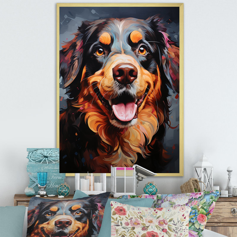 Bernese Mountain Majesty I sur toile, Cadre doré simple, H 20 po x l 12 po x P 1 po