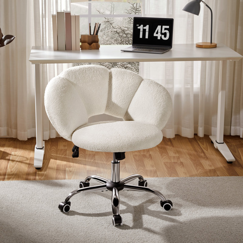 Boucle Upholstered Desk Chair, White