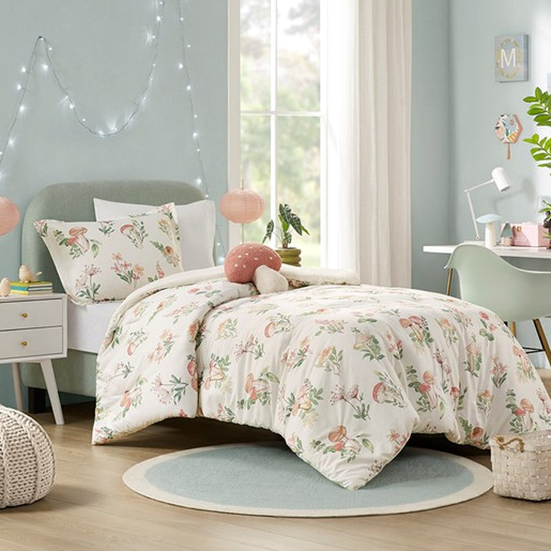Édredon double / grand, coussin en forme de champignon, bourre de literie double / grand, imprimé, lavable à la machine