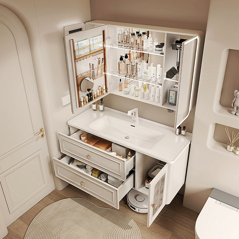 Cream style simple bathroom cabinet