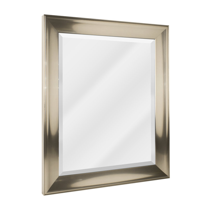 Gueye Brushed Nickel Framed Transitional Wall Mirror - 28x34"