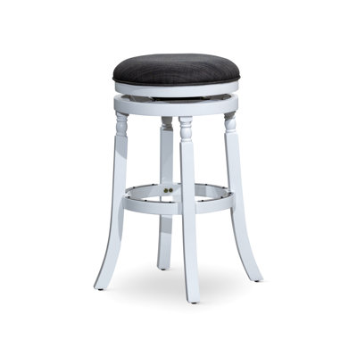 Tabouret de bar blanc de 30 po avec tissu gris anthracite, fabrication, siège pivotant à 360 degrés, pieds stables, tabouret de comptoir ou de hauteur disponible, structure en bois franc robuste, coussin de 2,5 po d'épaisseur, pour la cuisine