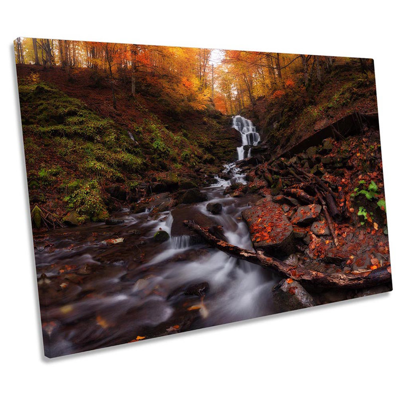 Forest Autumn River Season - Wrapped Canvas Print, 81.3cm H x 121.9cm W x 4cm D