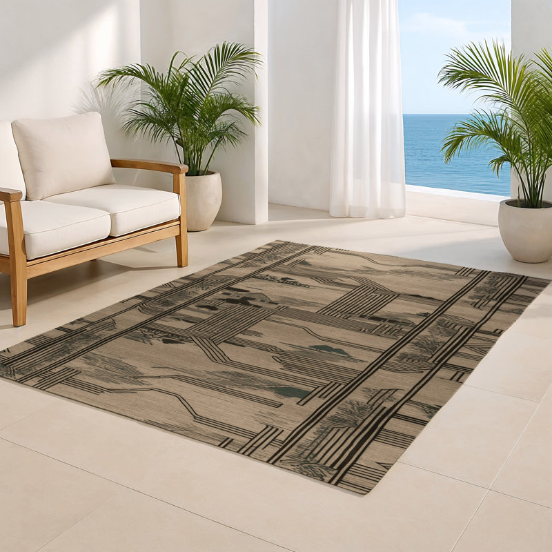 ArtDeco Gray Indoor and Outdoor Area Rug, Rectangle 3' x 5'