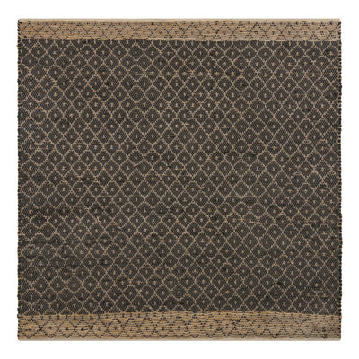 Tapis noir en jute / sisal tissé à plat à la main Asad