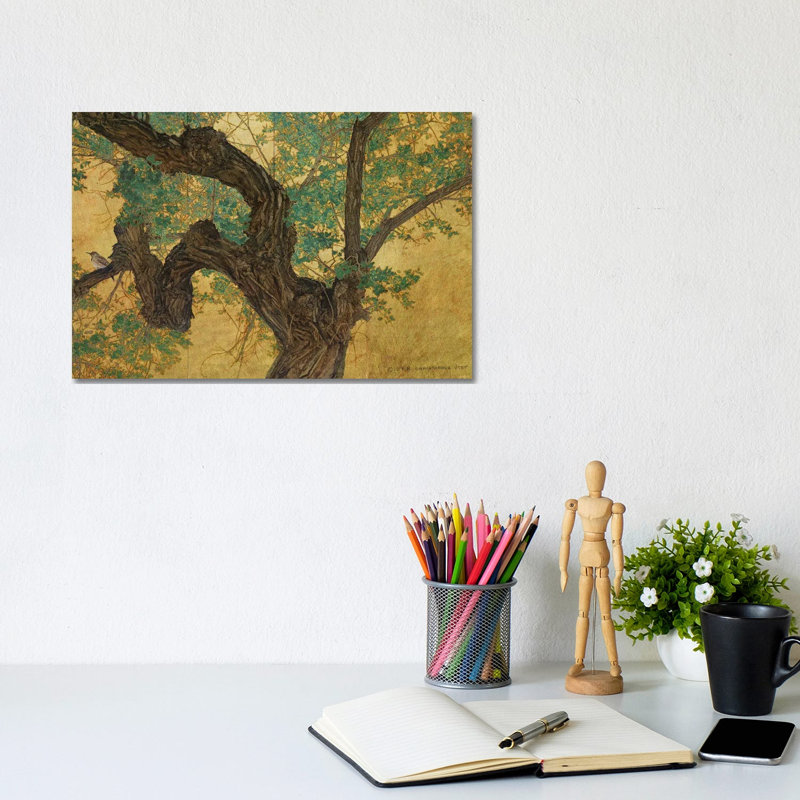 Trunk On Goldleaf by Christopher Vest - Wrapped Canvas Painting, 20.32 cm H x 30.48 cm W