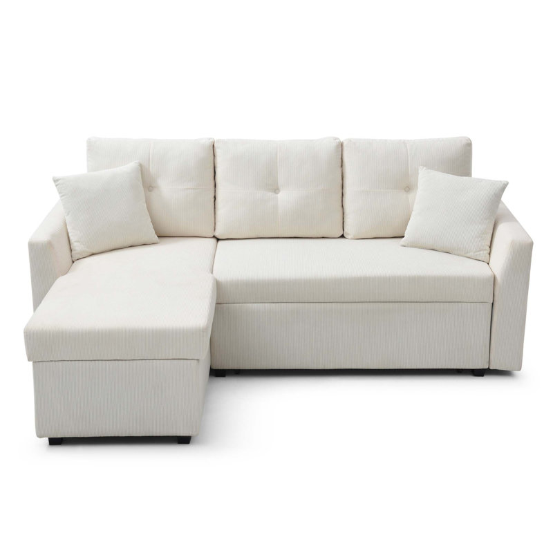 Canapé-lit convertible convertible avec méridienne réversible avec rangement, canapé modulaire en forme de L pour une vie confortable et peu encombrante
