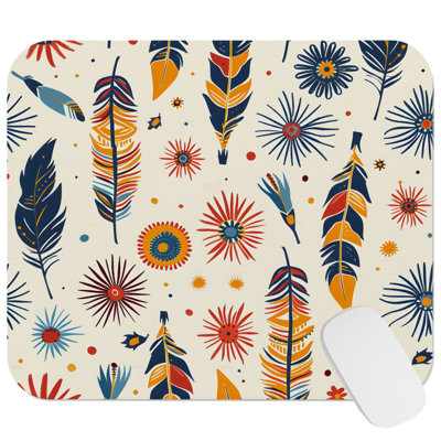 Boho Feather Dreams III Bohemian Gaming Cute Office Laptop Desk Pad Gift Mat Square Rectangle Non-Slip Mousepad