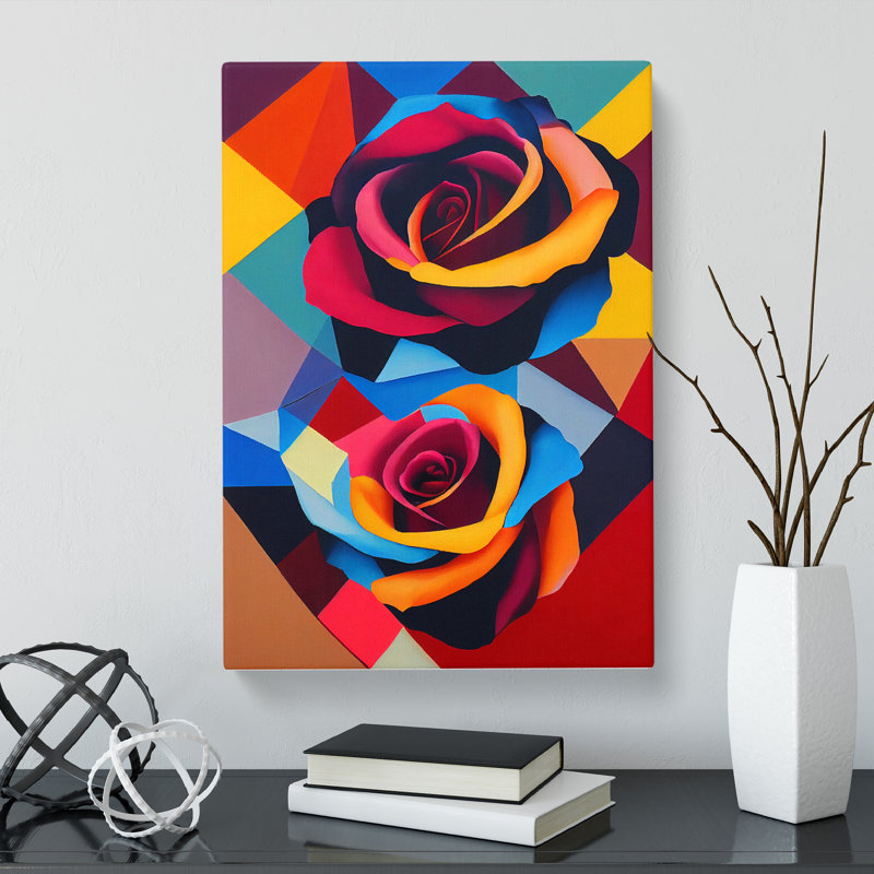 Apollonios Rose Painting Patchwork Vol.2 - Wrapped Canvas Print, 50cm H x 35cm W