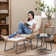 Ensemble de conversation d'extérieur 3 pièces avec coussins, repose-pieds et table d'appoint 3 pièces