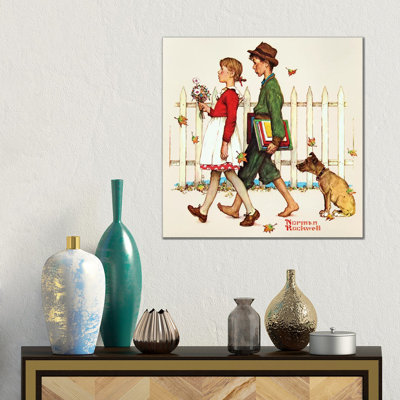 Young Love: Walking to School by Norman Rockwell - 1 Piece Wall Art on Canvas