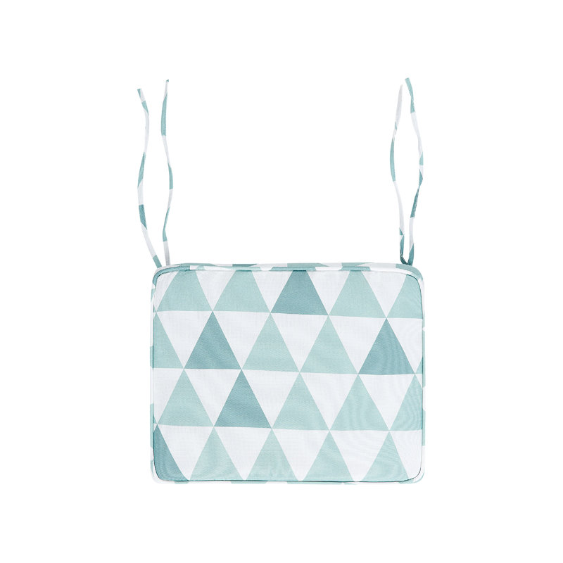 Set Of 6 Outdoor Seat Pad Cushions Triangle Pattern Blue And White