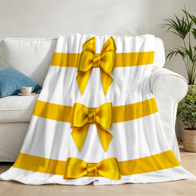 Jeté en flanelle dorée ultra douce, ensemble de motifs décoratifs en arcs simples