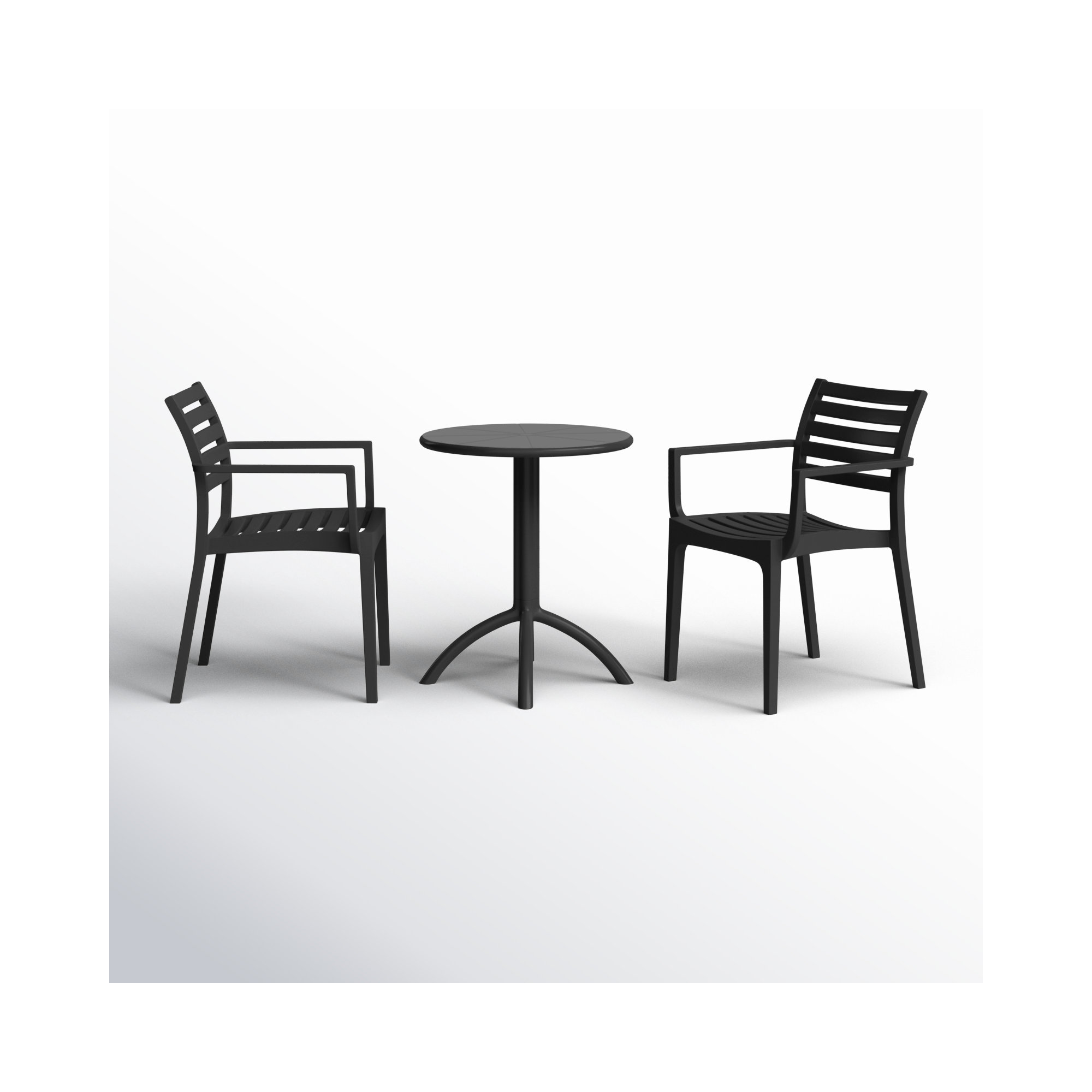 Seneca 2 - Person 23.6" Round Bistro Set, Black