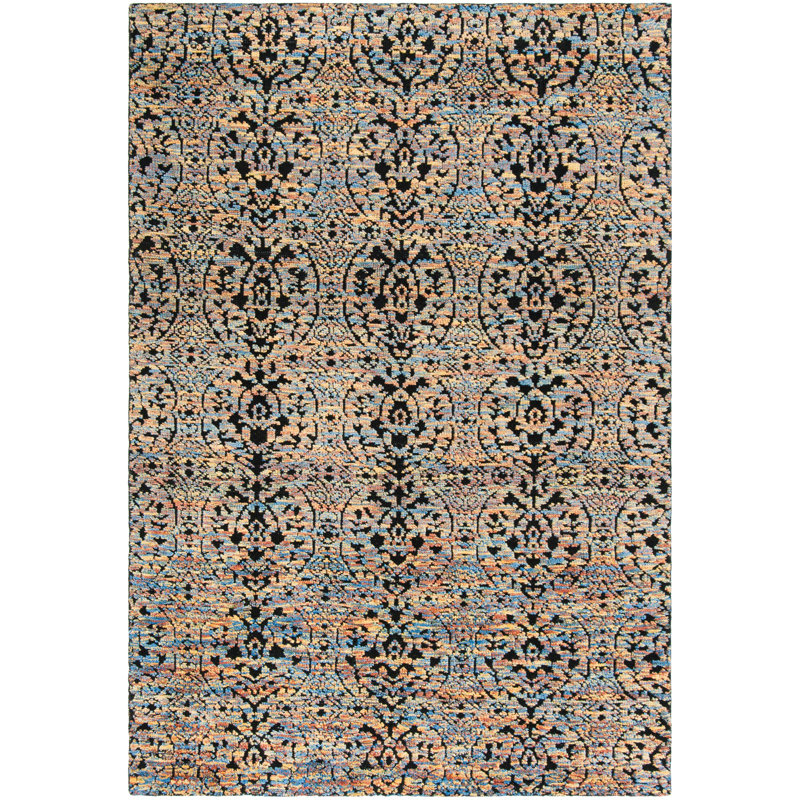 Castilla Hand Tufted Wool Blue/Gold Area Rug, Rectangle 6' x 9'