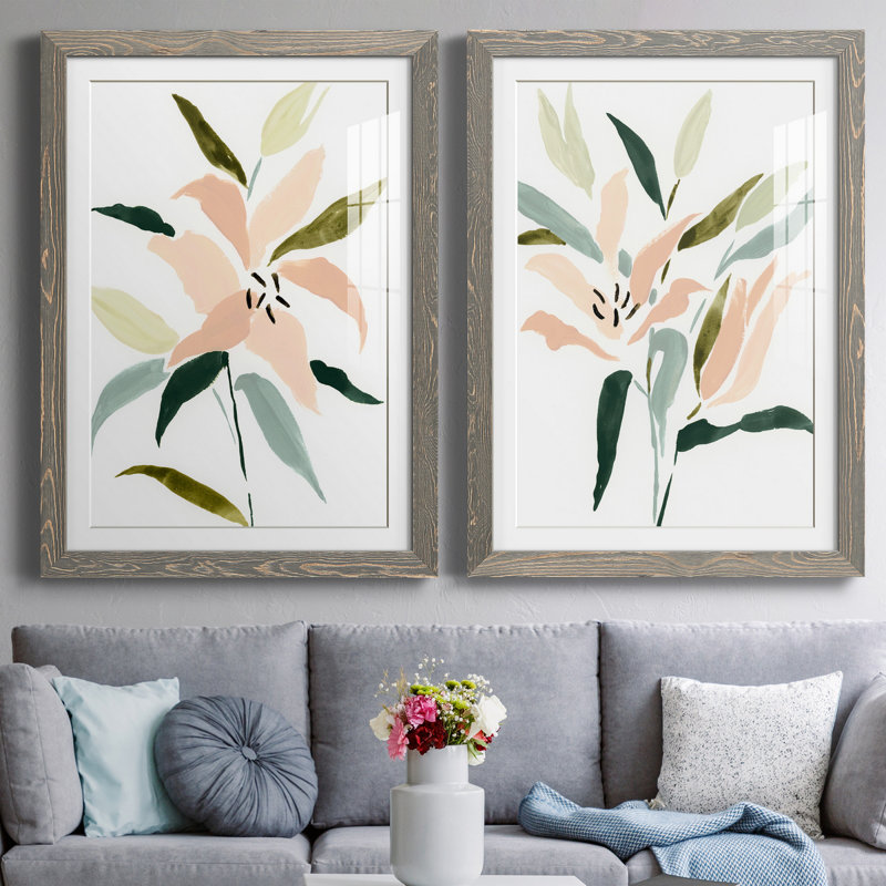 «Lily Abstracted I», ensemble de 2 reproductions d'art sur papier encadrées, H 43,5 po x l 31,5 po x P 1 po