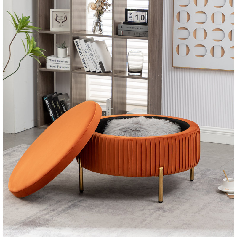 Ensemble de salon en velours 3 pièces Marecz, Orange