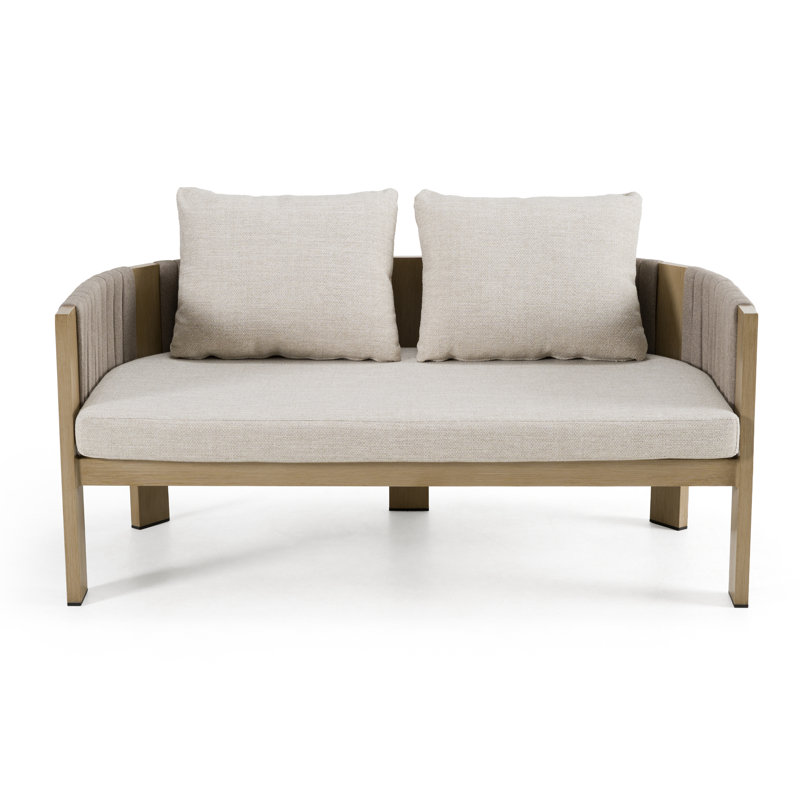 Causeuse Claypoole - Tissu beige d'extérieur et corde grise
