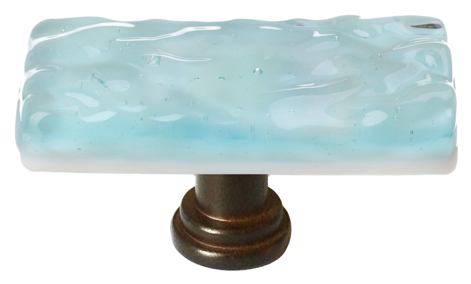 Glacier Skinny Rectangular Cabinet Knob, Oil Rubbed Bronze, Light Aqua
