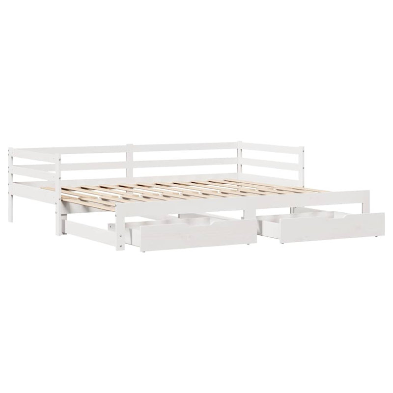 Blasingim Solid Wood Daybed with Trundle, 56.5 x 203.5cm, White