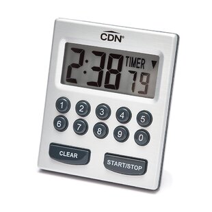 CDN DSP1-S 6 3/4 Silver Digital Dual-Sensing Cooking Thermometer and 10  Hour Kitchen