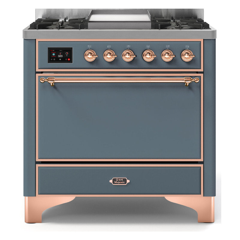 Majestic II 36" 3.5 cu.ft. Freestanding Dual Fuel with Griddle and Convection Oven, White/Copper, Natural Gas