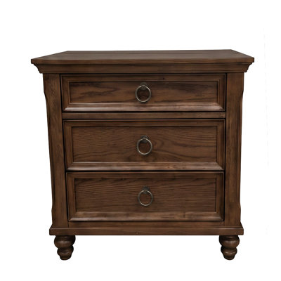 Otis 28''W 3-Drawer Solid Wood Nightstand