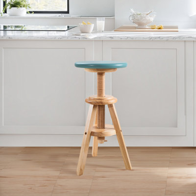 Tabouret de comptoir pivotant en bois dur massif de 18,9 à 25,2 po Hiltrun