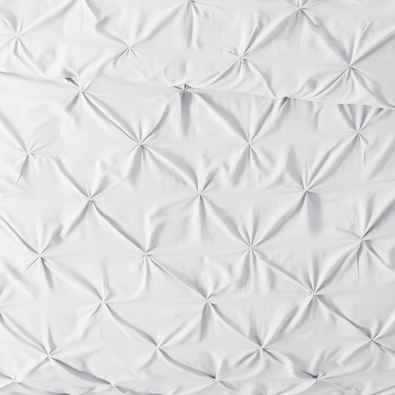 Pinch Pleat Textured Duvet Cover Set, Twin Duvet Cover + 1 Sham, White