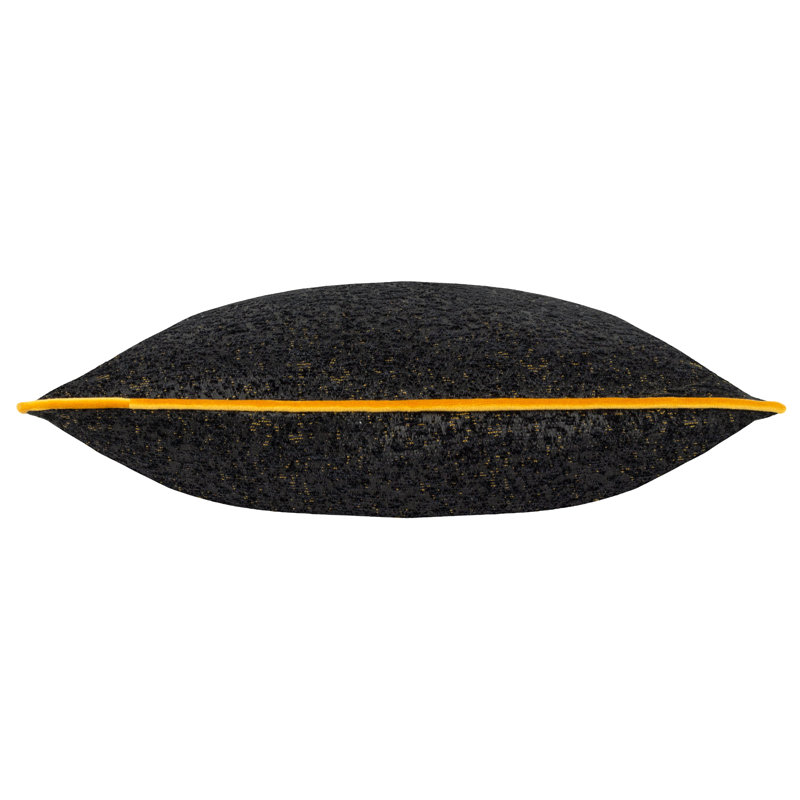  Chenille Piped Polyester Filled Cushion, Black